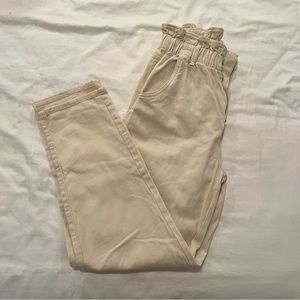 Womens Cream Paper Bag Jeans 2